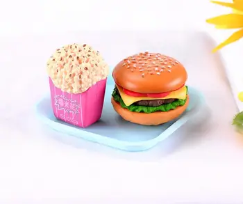 Hamburger Finto Realistico Con 12 Patatine Finte | Modello In PU Per Decorazione Vetrine E Oggetti Fotografici
