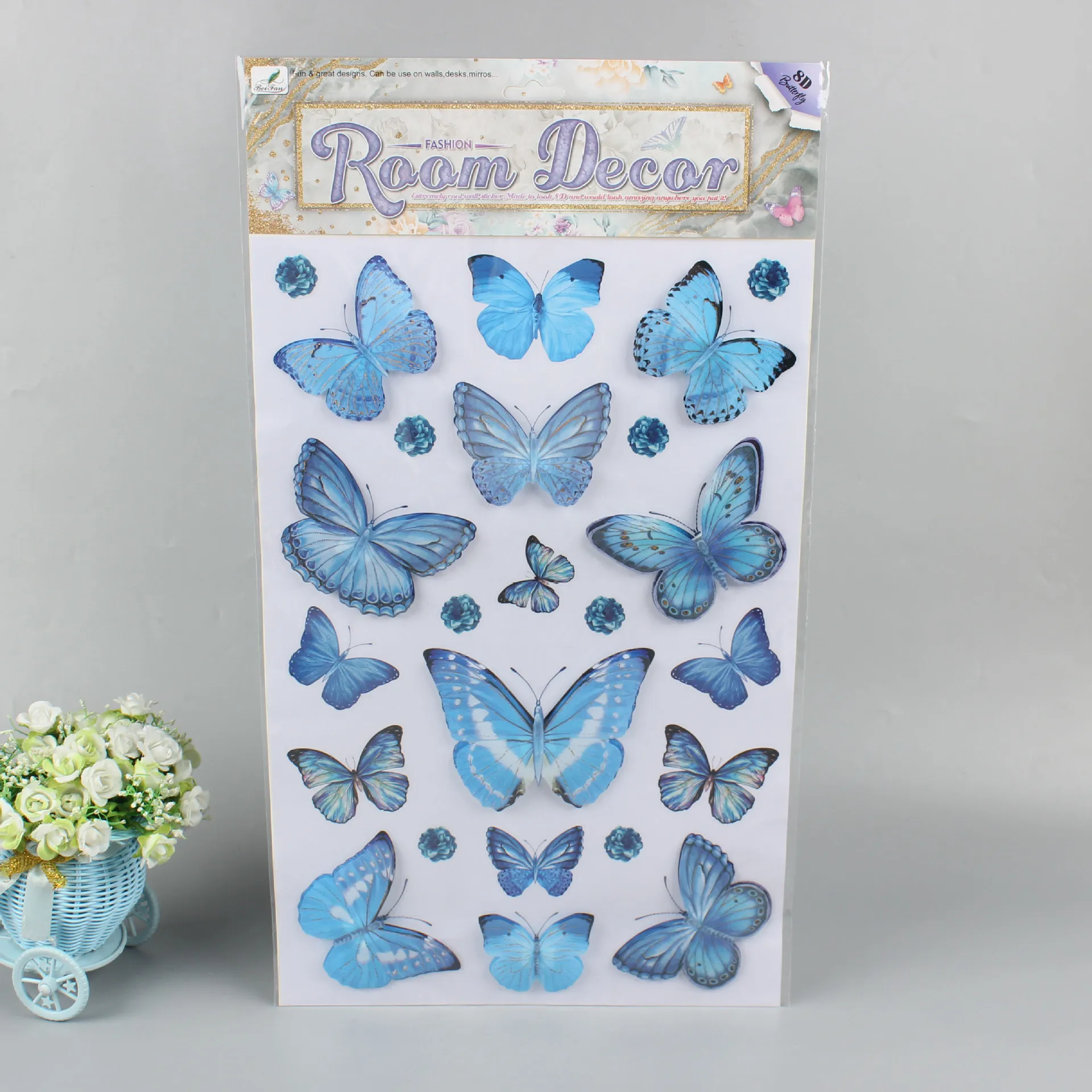 Autocollants 3D Fleurs Et Papillons – Lot Décoration Créative