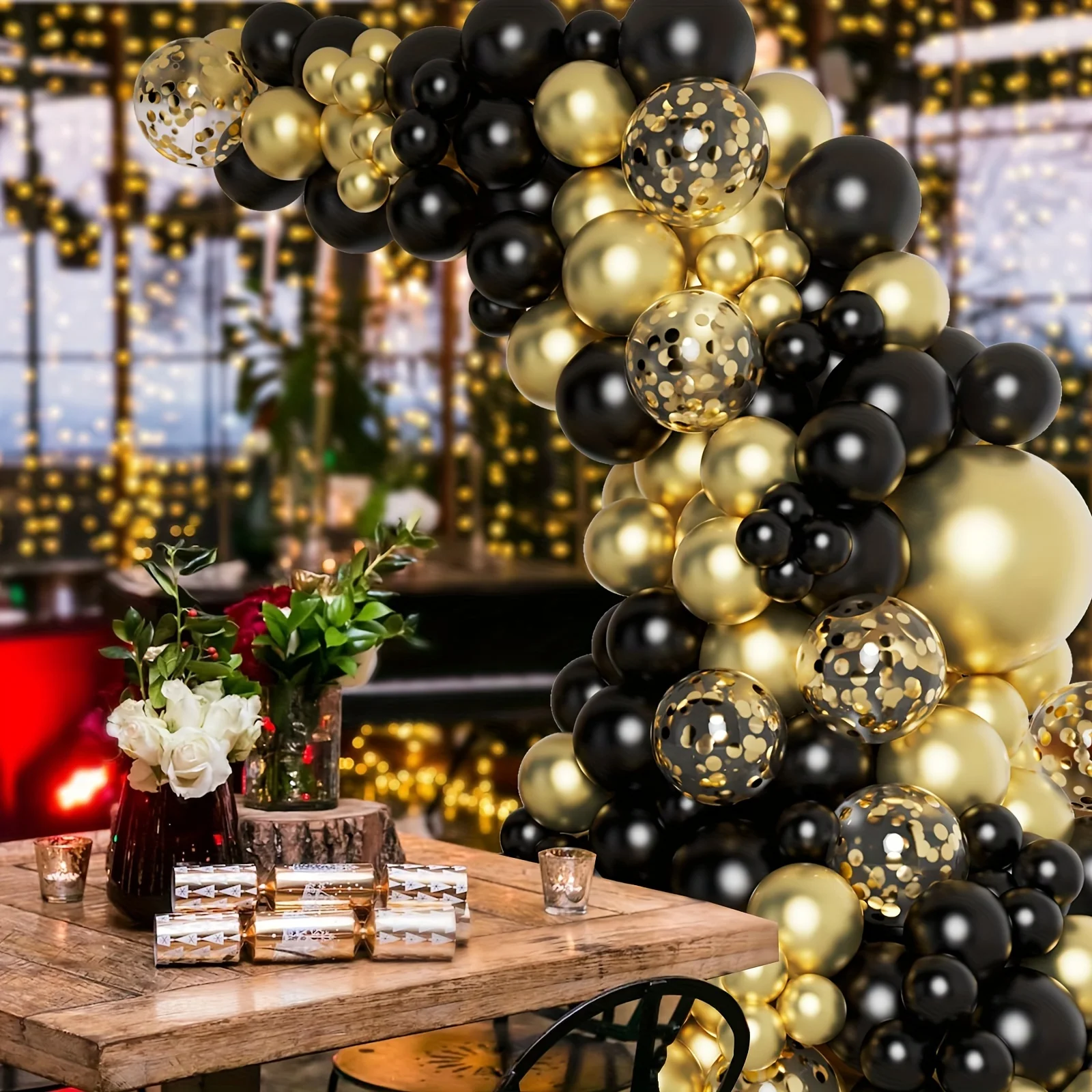 127pcs Black Gold Balloon Garland Arch Kit Confetti Balloons for ...