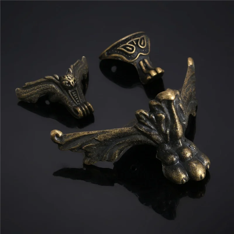 en bronze vieilli 8 pièces boîte cadeau en bois piège coquillages bronze décoratif Exing Protection dangle en métal pour meubles pieds de pieds 