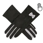 Winter Gloves Black Luxury Warm Winter Smart Screen Faux Suede Gloves With Bow