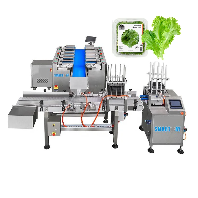 SW-T1 14Head Linear Combination Weigher Vegetable Automatic Feeder Cabbage Lettuce Plastic Tray Packing Machine