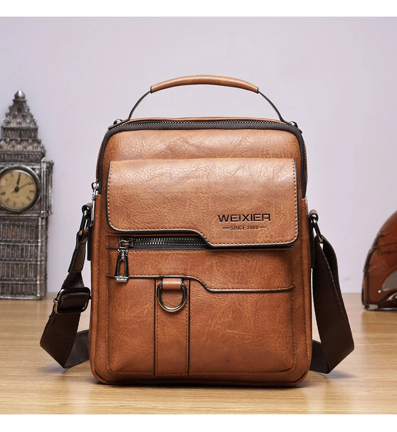 Big Capacity Men's Business PU Leather Messenger Handbag Casual Outdoor Portable Sport Shoulder Bag Backpack