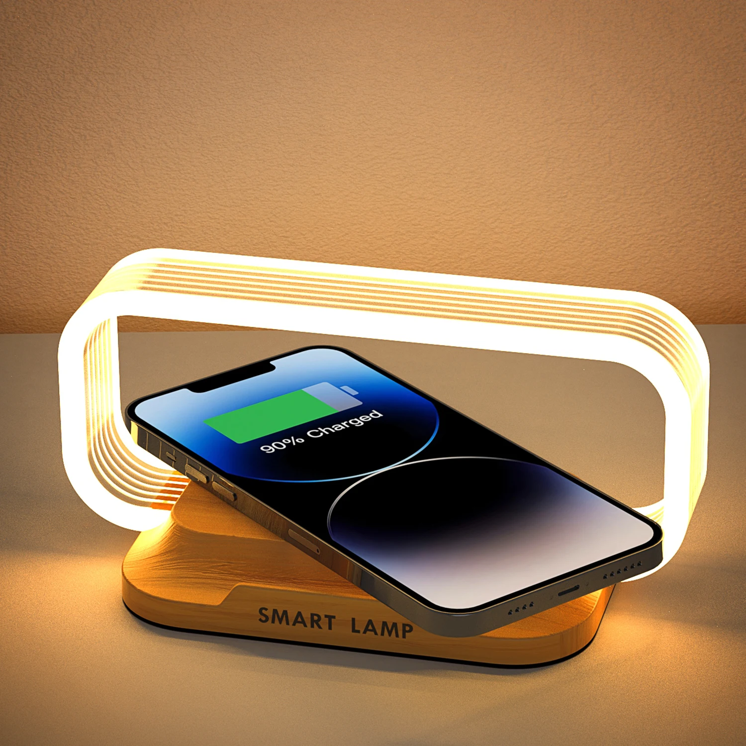 Newest Wireless Charging Bedside Lamp Table Acrylic Night Light With 10w 15w Phone Wireless Charger Stand