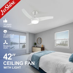 1stshine LED Ceiling Fan Contemporary Design White Blades Remote 42 Inches Ceiling Fan with Remote