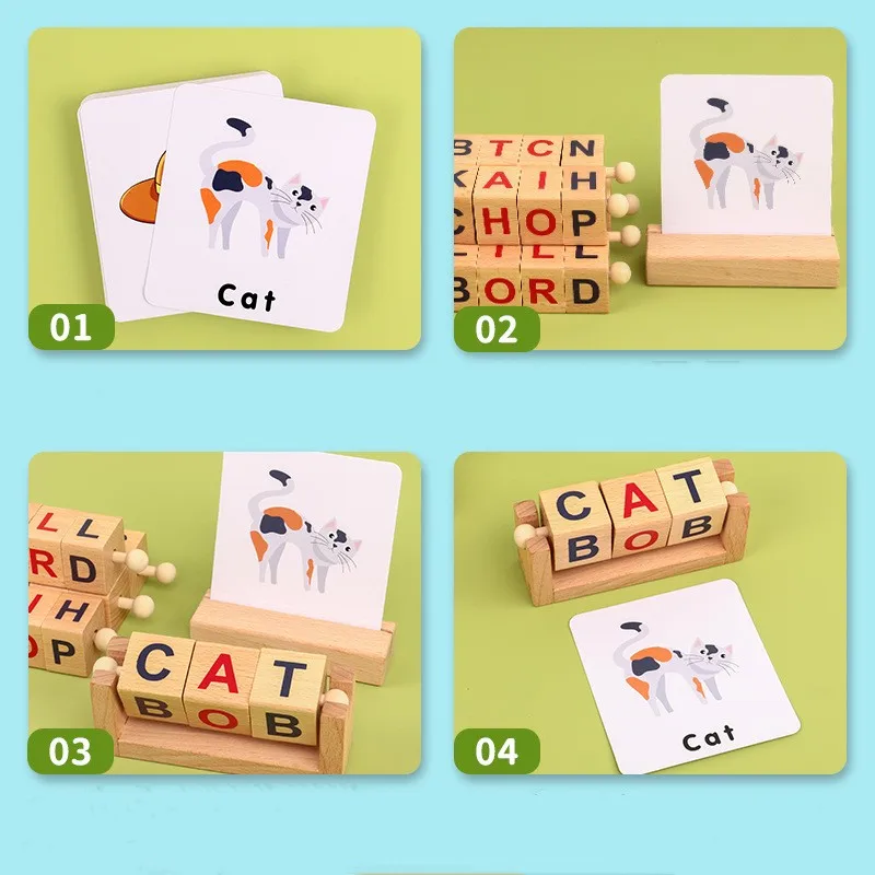 Hot Sale Wooden Alphabet Spelling Words Game Toy Kids Montessori Toy ...