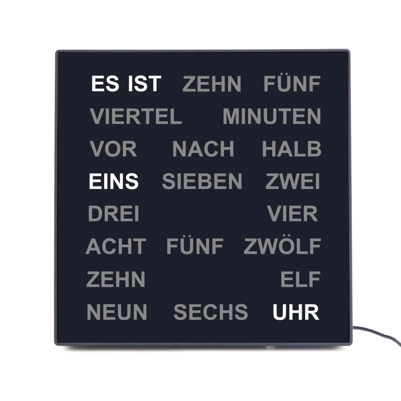 Vintage Unique Design Customized Language Wall Wording Clock Home Decor Dutch French German Table Electronic Word LED Clock