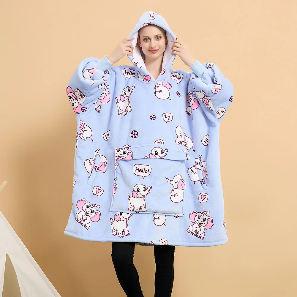 Coperta Felpa Oversize Con Cappuccio, Coperta Indossabile In orbido