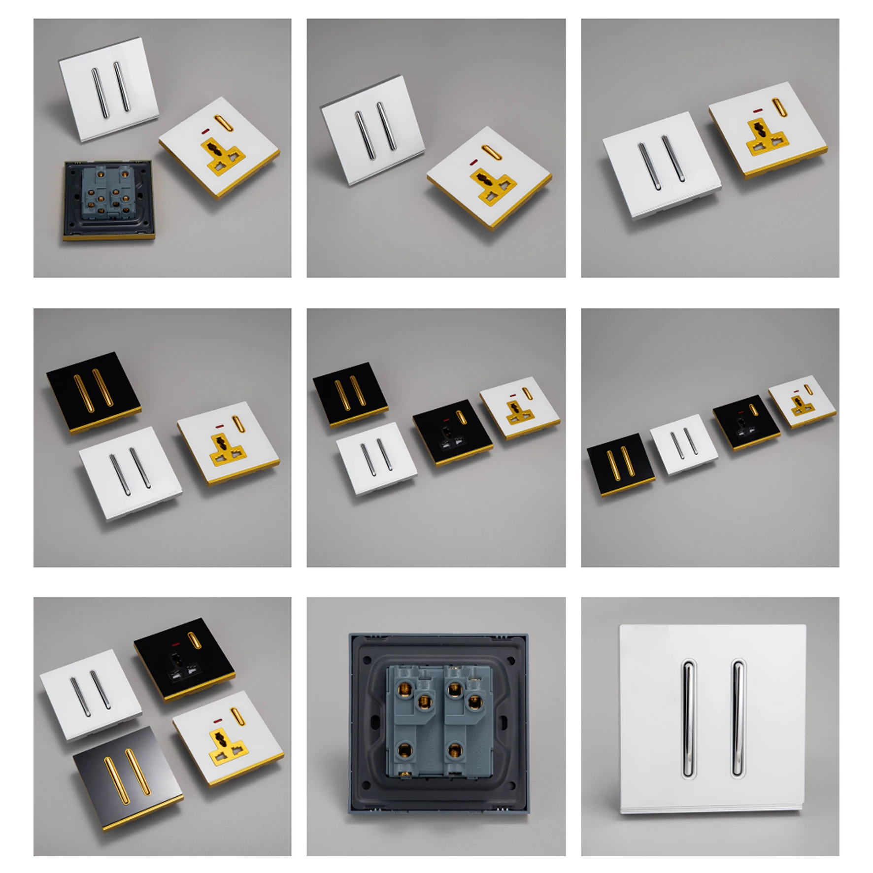 New Arrival Uk Standard Light Switches with Tempered Piano Key 1/2 Way 1/2/3/4 Gang Glass Big Panel for Home Switches and Socket