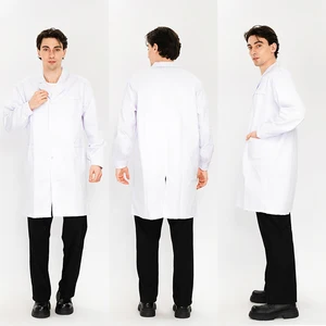 Wholesale Custom Long Sleeve White Lab Coat Men Medical Uniforms Hospital Doctor Nurse Lab Coat Uniforms