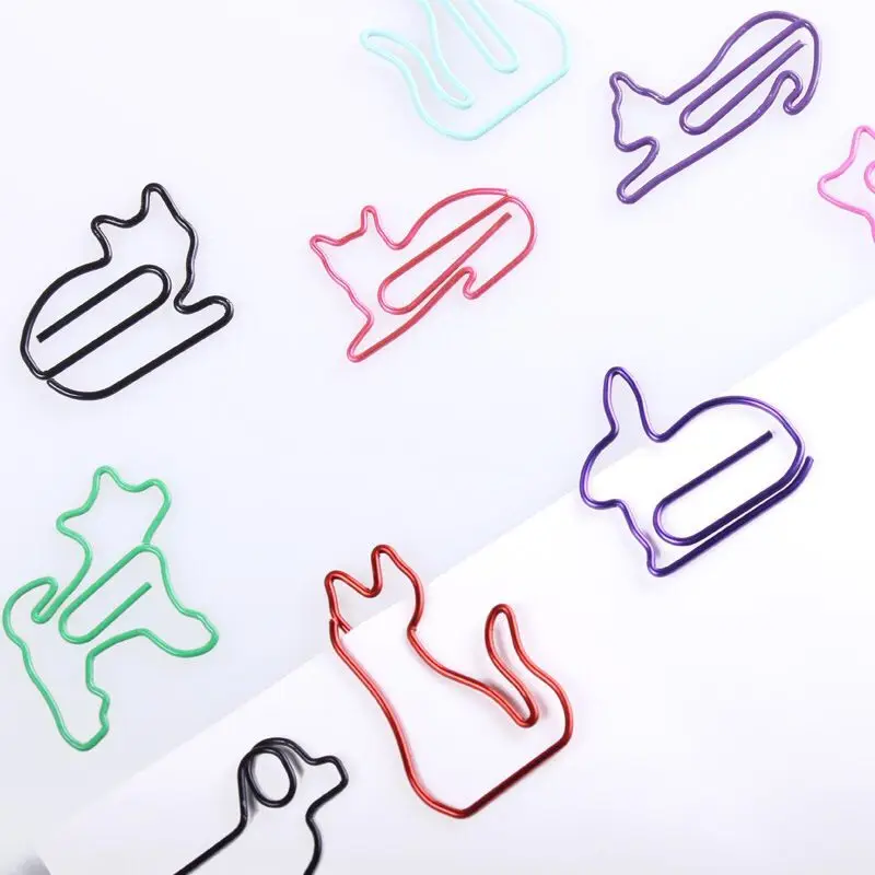 Custom Metal Clips cat Shapes Promotional Gifts PET Coated Iron Wire animal paper clips