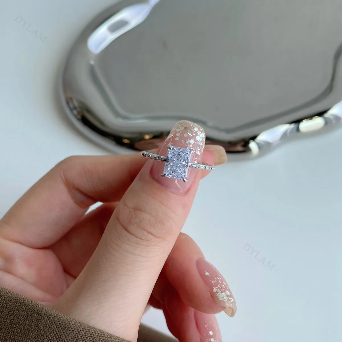 KAKODIY Classic 925 Sterling Silver Radiant Cut 5A Zircon Ring Wedding Jewelry Luxury Women's 925 Sterling Silver Ring detail 3