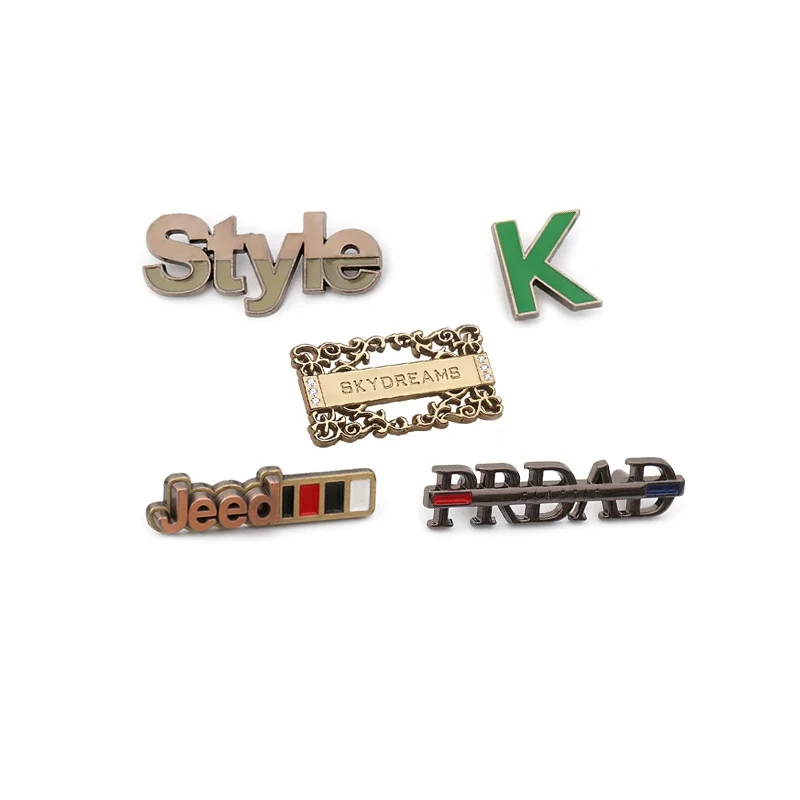 Customized Fashion Design Engraved Name Metal Tag Label logo Custom  Logo Metal Clothing logo  Plated Label for Garment Clothing