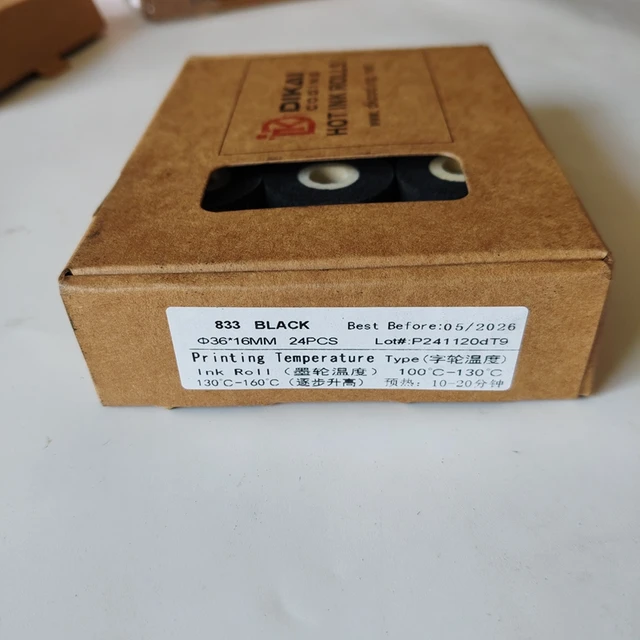 DIKAI833ink 36x16mm Black Hot INK Roll for Roller Transfer Printing Coding Machine with 130-160C Temperature and Pillow Packing 3