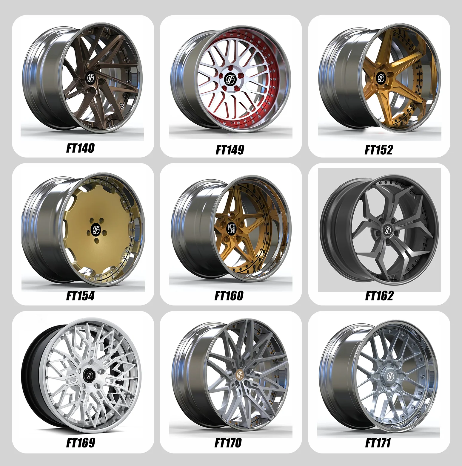 Yufei Rims 2 Piece Full Size 1626 Inch Wheel 5x114.3 Wheels 20