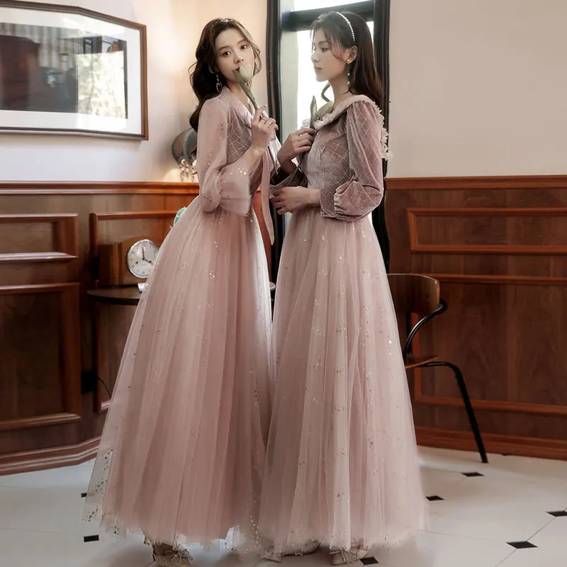 Spring Summer Prom Party Gown - Elegant Pink Bridesmaid Dress