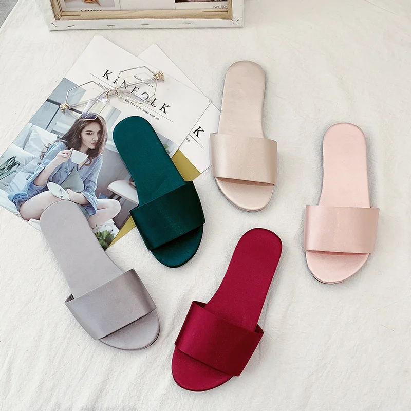 New Fashion Satins Wedding Slippers Luxury Women Peep Toe Bedroom Home  Sandals Bride Bridesmaid Wedding Shoes