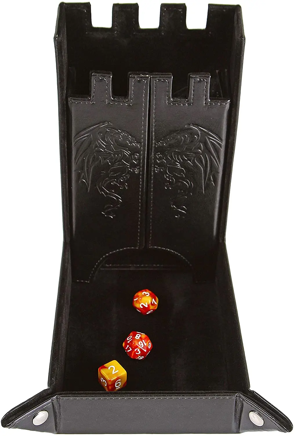 Customised Tabletop Gaming Foldable Leather Rolling Tray and DND Dice Tower