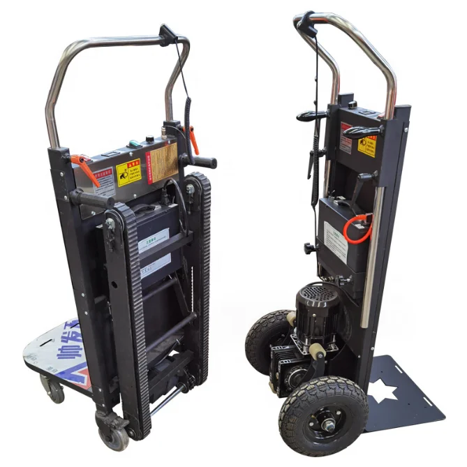 Hand Propelled Electric Load Carrier, 250kg 300kg 400kg Loading Stair Climbing Machine Handcart for Loading up and Down Stairs