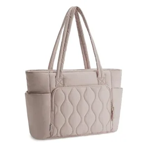 Custom 2026 New Women's Down Handbag Quilted Travel Tote Bag Large Capacity Lightweight Travel Bag for Daily Work Travel