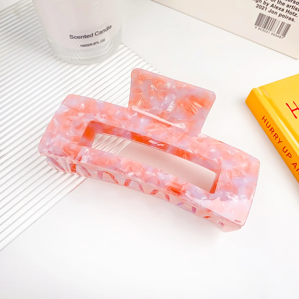 Bsci Factory Yhj Wholesale Square 23 Colors Large 13cm Hair Claw Clips Cusomrize Logo Acetate