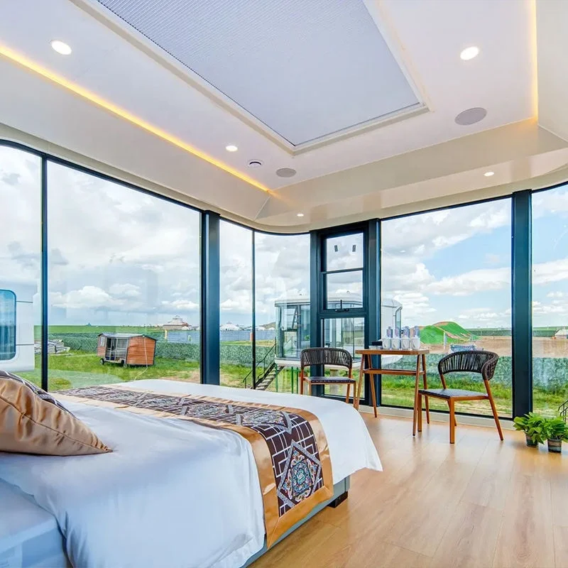 Luxury Modern Prefab House Convenient Space Capsule Cabin Mobile Homestay Tourism Container Prefab House Hotel Made Steel Glass