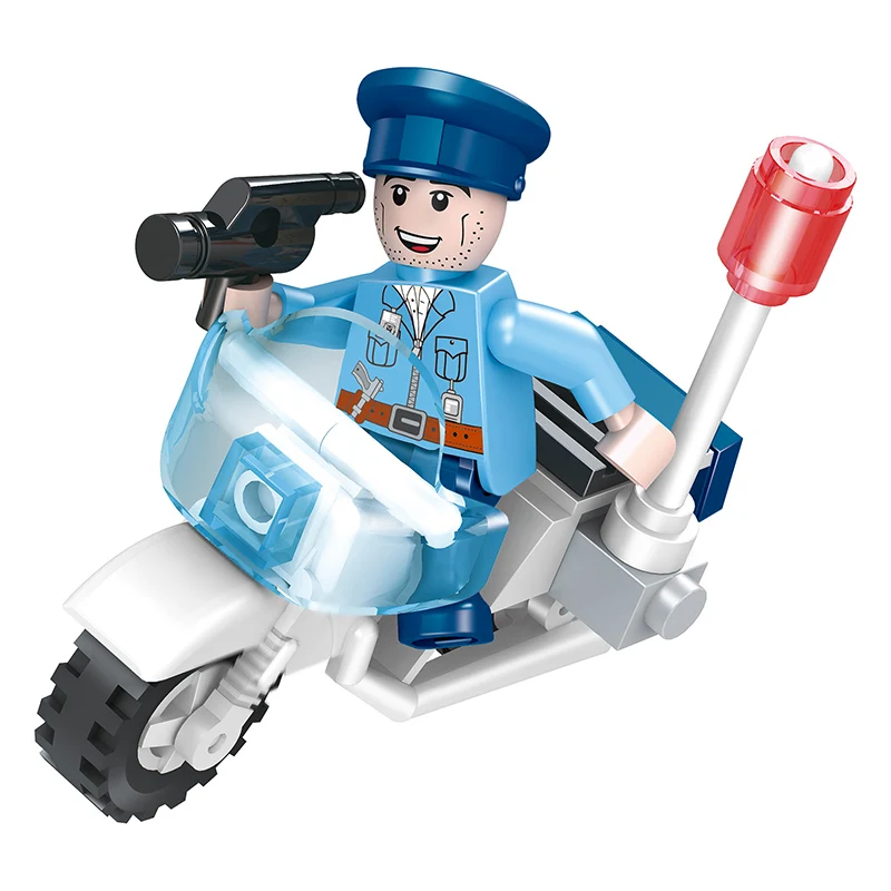 COGO Kids Plastic DIY Build Block Bricks Police Station Helicopter Building Blocks Toys Set