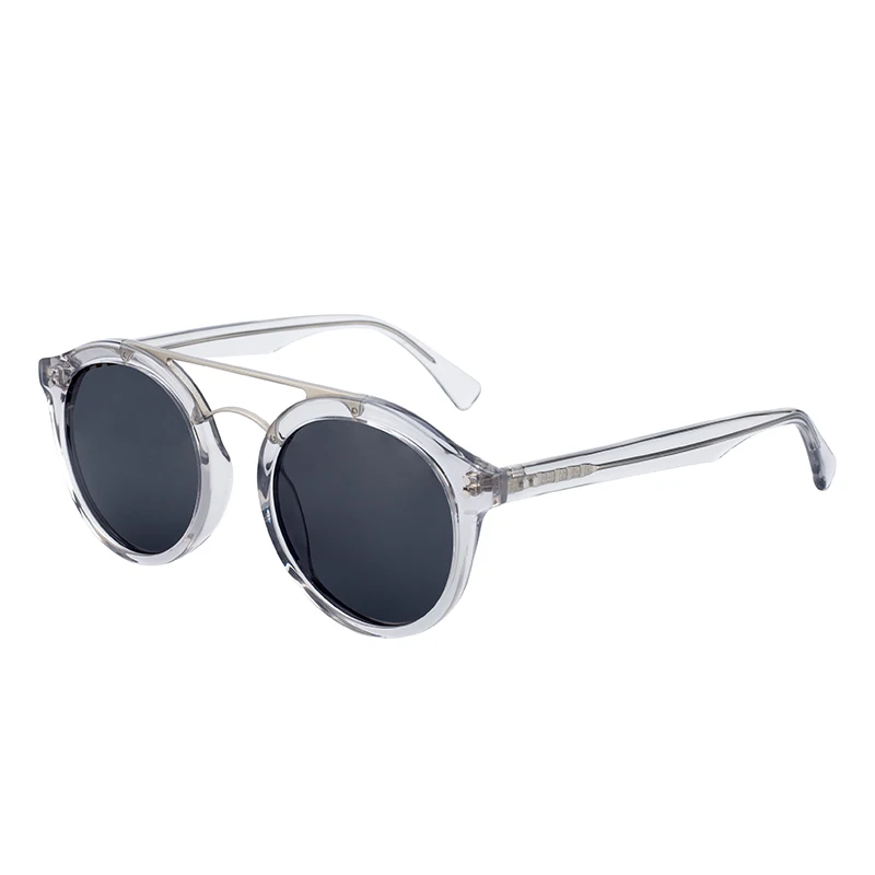 Latest Women Oversize Round Double Bridge Fashion Acetate Fiber Frame Sunglasses