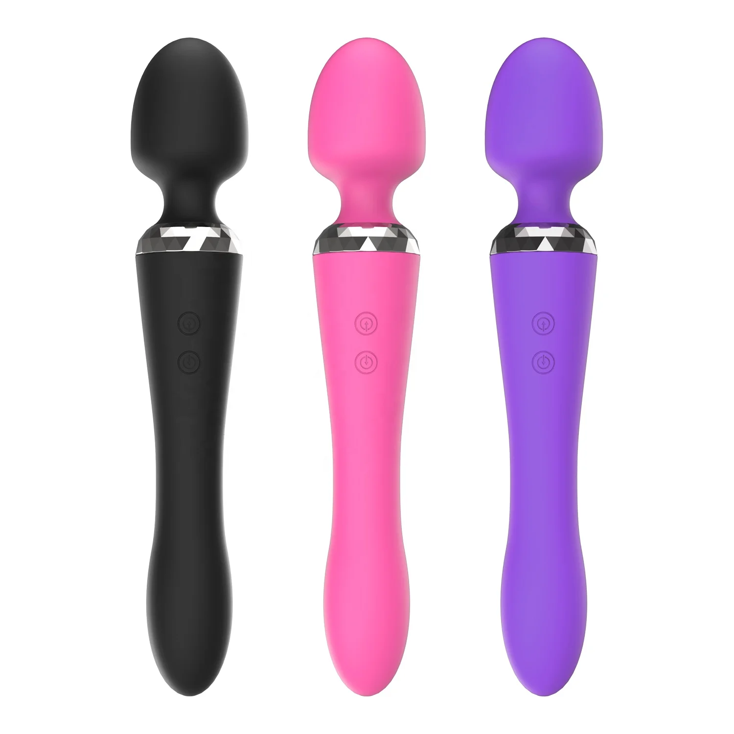 Lady Vibrator Sex Toy Dildo Rechargeable Double Vibrating Ends for Female  Use