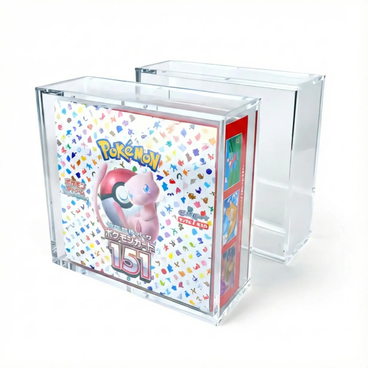 Kotak Display Akrilik PMMA Kustom untuk Kotak Booster 151, Pelindung Kartu Game TCG Magnetik, Kotak Penyimpanan Perspex dengan Tutup Magnet