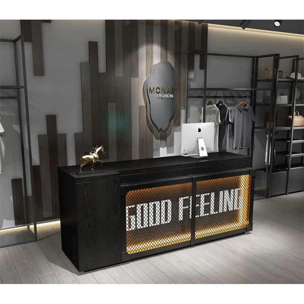 M2 Store Design Industrial Style Modern Coffee Shop Display Counter Clothing Bar Hotel Cafe Shop Design Reception Desk for Spa