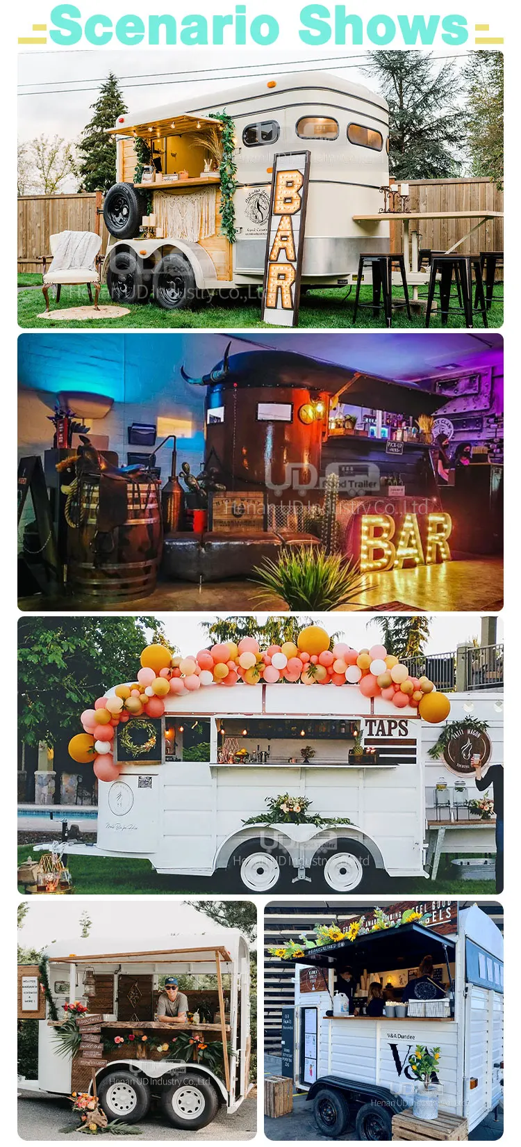 Hot Sale Horse Trailer Food Truck Ice Cream Cart Mobile Beer Bar Street