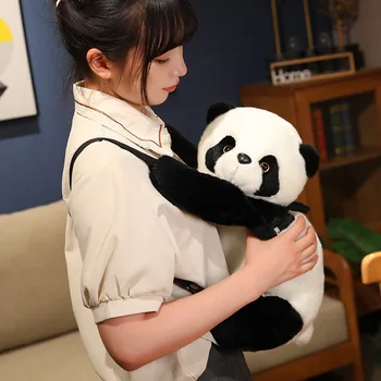 Net red wholesale panda satchel shoulder bag grab machine gift cartoon panda bag doll plush bag