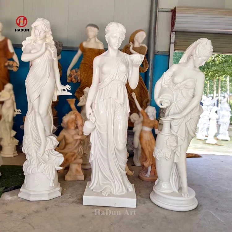 Outdoor Garden Life Size Hand Carved Natural Stone Greek Marble Woman ...