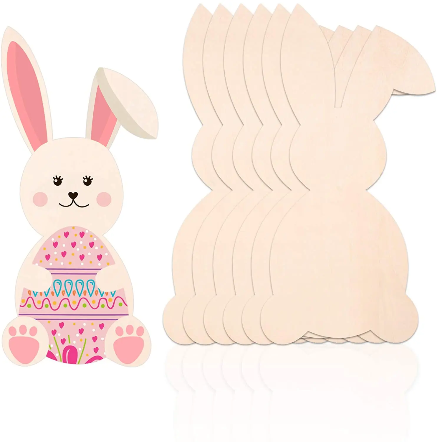40-Piece Unfinished Wooden Easter Ornaments - Egg, Bunny, Carrot Cutouts For DIY Crafts & Decor