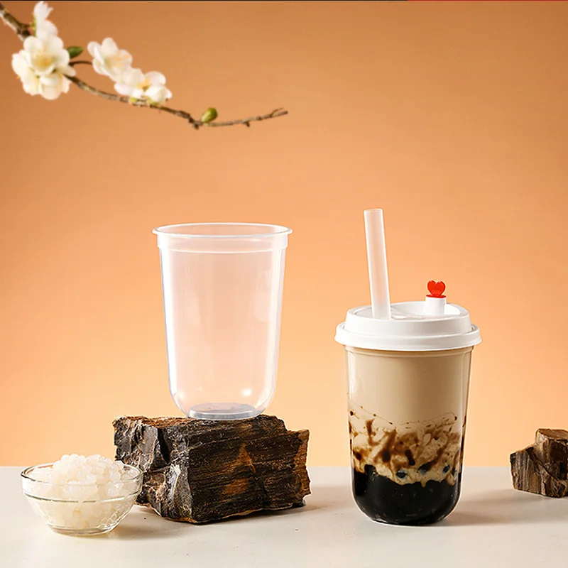 Wholesale Disposable Frosted Plastic Cup 700ml 500ml U Shape PP Injection Cup with 90 Diameter Singl