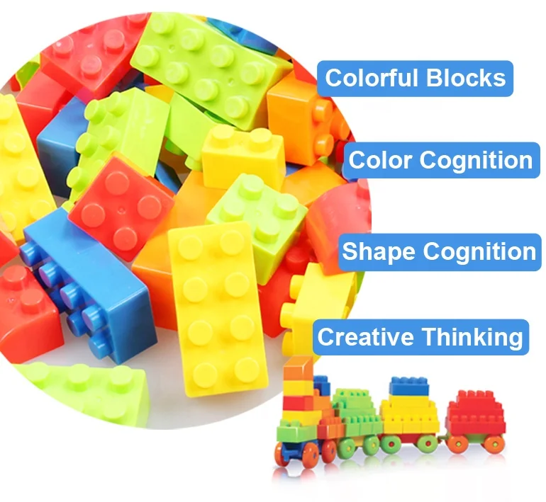 Big Building Blocks Friction Car Mega Blocks Kids Classic Educational Assemble Bricks Toys