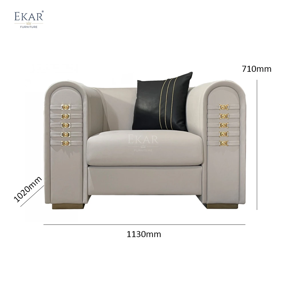 product elegant sofa with signature metal logo plate  brushed gold metal base  available in single  multiple seating-68