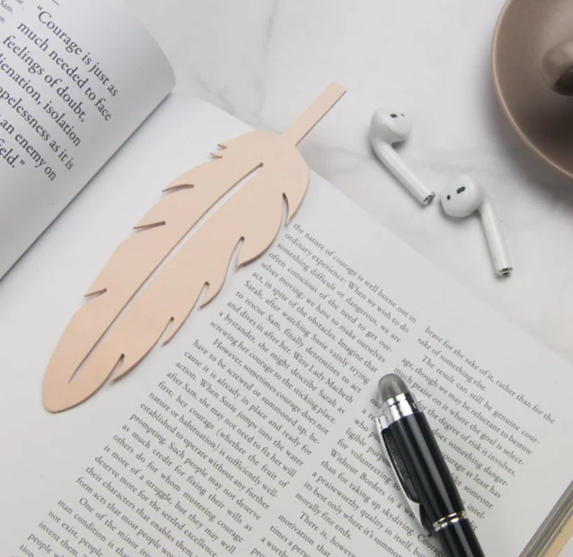 Personalized Genuine Leather Feather Bookmark Sublimation Bookmark Cute Leather Bookmark
