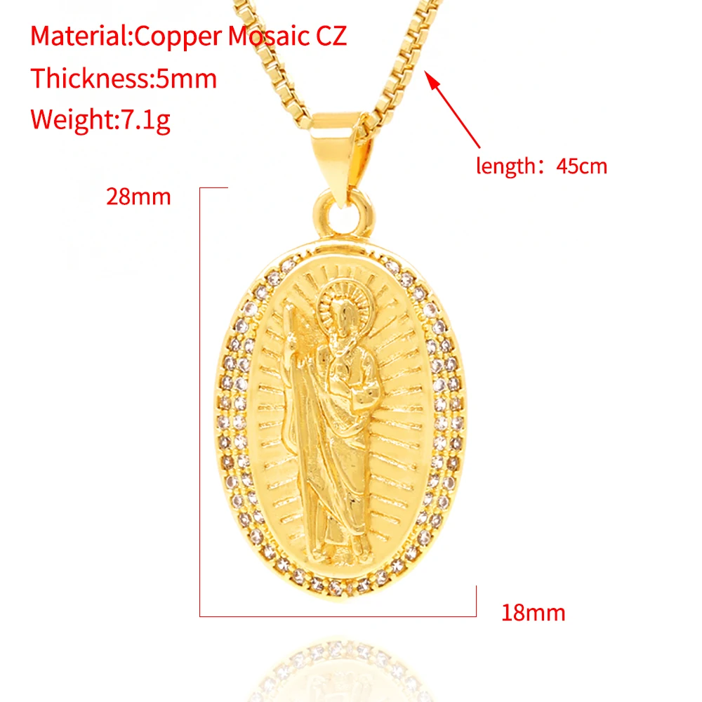 18K Gold Plated Micro Pave Cubic Zircon Virgin Mary Religious