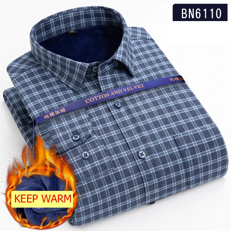 Winter Warm Shirt in Bulk Custom Thickened Checked Shirt Shirts for Men Long Sleeve