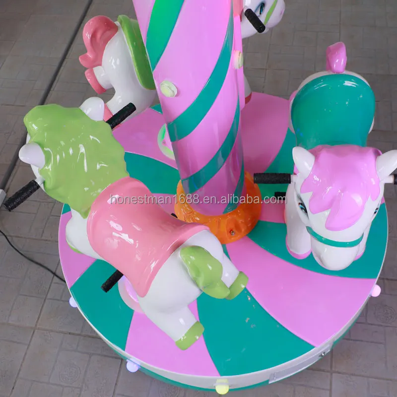 Mini 3-Seats Indoor Merry-Go-Round Horse Carousel Ride Coin-Operated Outdoor Playground for Kids Babies Sale