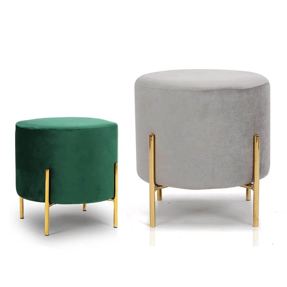 Пуф, оттоманка, ножная табуретка, золотой и белый табурет, боковой стол