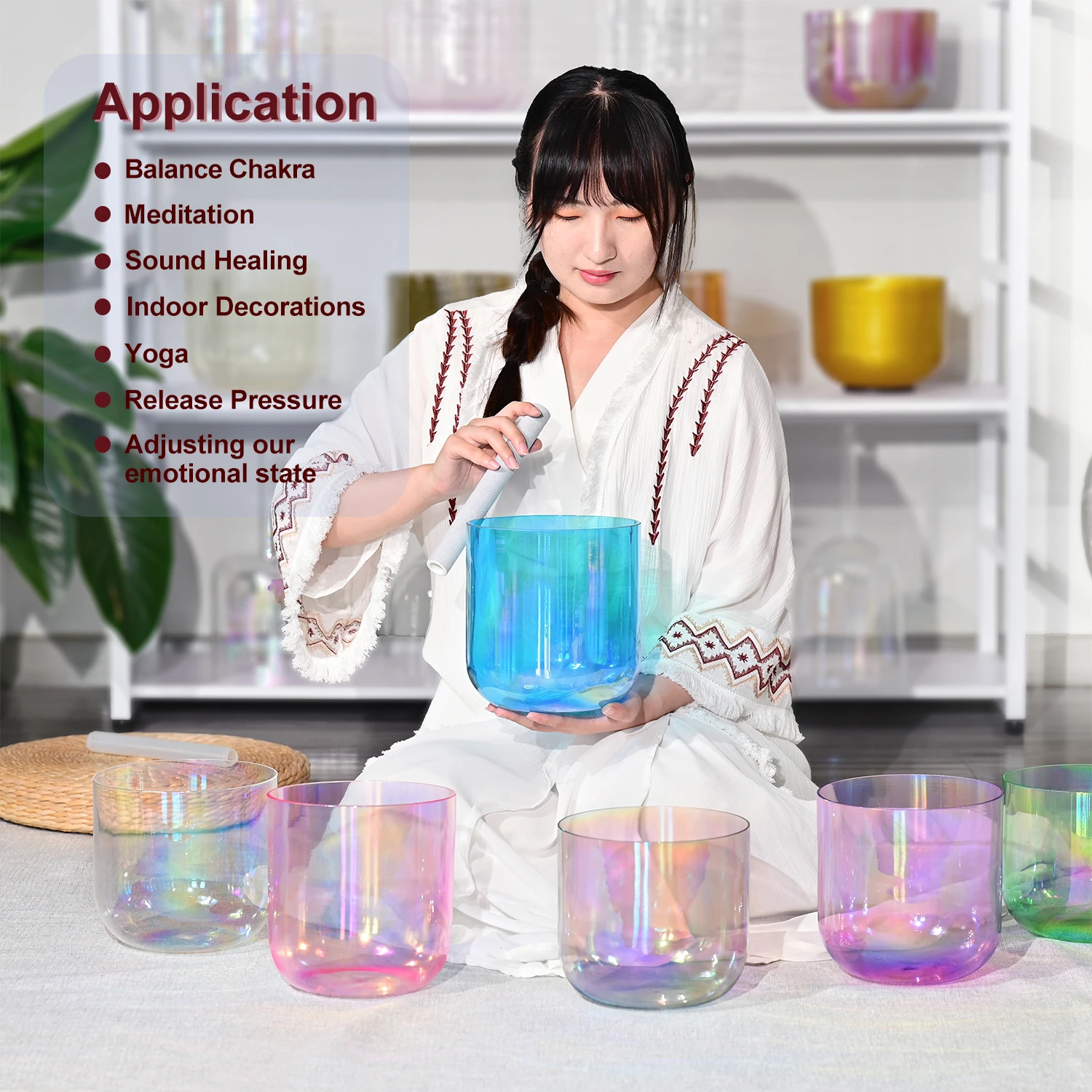 SUCCESS Colorful Crystal Alchemy Singing Bowl Set for Sound Healing