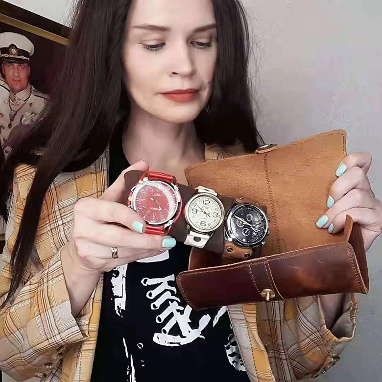 Прямая поставка заводская цена 3 шт. кожаная коробка для часов eva корпус держатель с присоской