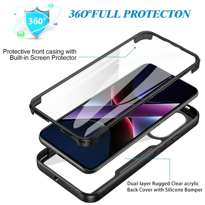 SEAHAI Trasparente Cover per Xiaomi Redmi Note 14 5G, con Protezione Schermo Integrata, 360 ° Completa Protezione Antiurto Rigida PC + TPU Bumper Silicone Custodia. Blu