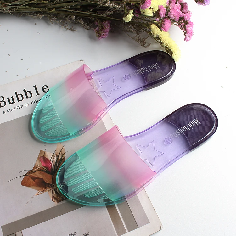 rainbow jelly flip flops