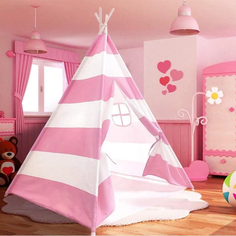 Ярко-розовый, 120x120x150 см, детский игровой домик, детский пляжный индийский тент, вигвам