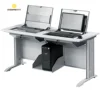 Bureau d'ordinateur à double plateau rabattable en acier