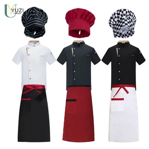 OEM Custom logo Elastic Chef Work Uniform Long Short Sleeve Jacket Uniforms Kitchen Cook Apparel for Restaurants and Bakeries